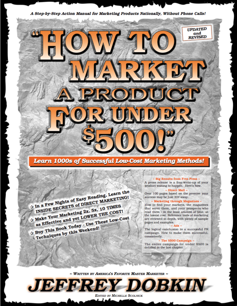 How To Market A Product for Under $500! Cult Classic Book by Jeffrey Dobkin