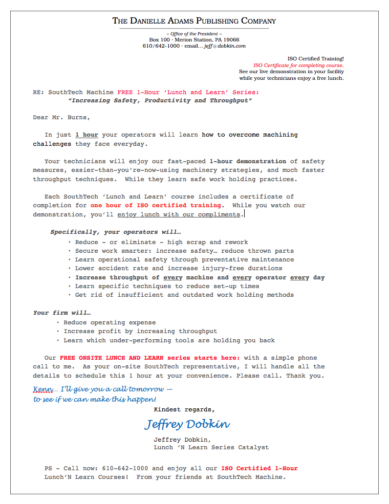 Direct Mail How To Write A Great Sales Letter Jeffrey Dobkin