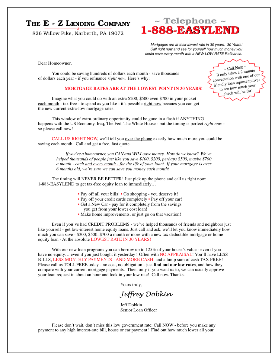 Insurance Sales Letters Free Sample Letter Jeffrey Dobkin